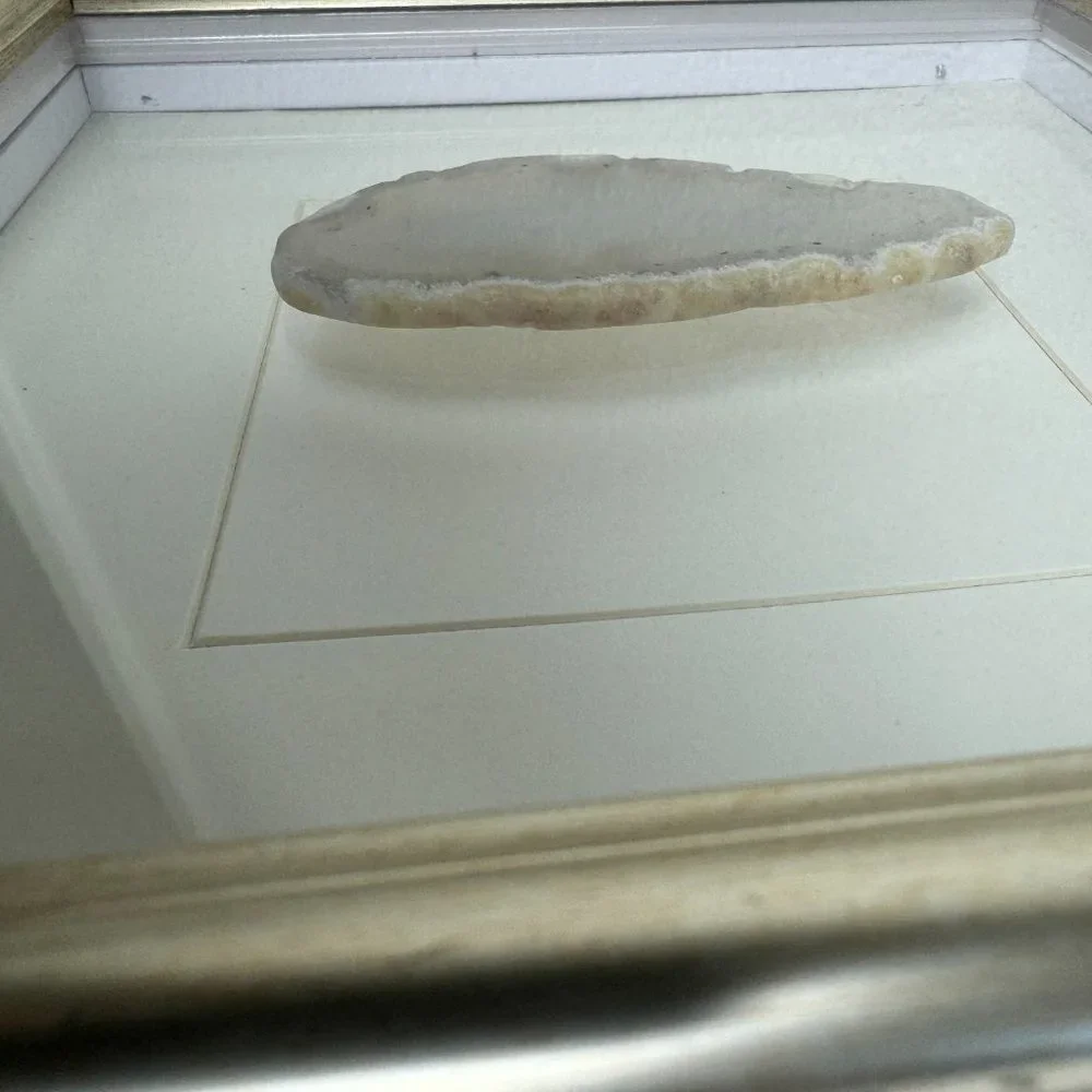 Natural Stone Crystal Grey Agate  Slice Framed 3D Wall Decor